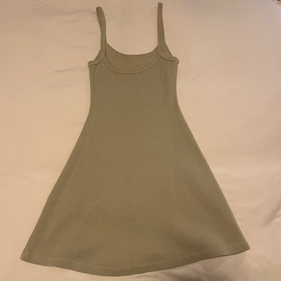 Tan LA Apparel Ribbed Mini Dress XS - Picture 2 of 2